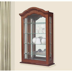 lot 232 image: NEW Wall Mounted Curio Cabinet - Cherrywood Finish