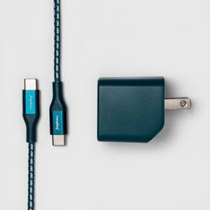 heyday 2-Port USB-A USB-C Wall Charger (with 6 USB-C to USB-C Braided Cable)