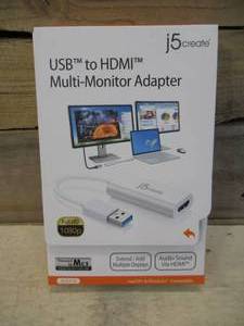 j5create USB to HDMI Multi-Monitor Adapter Supports 1080p 2048 x 1152  32 bits  USB 3.0 with 2.0 Support  Adapter is Compatible with Both Mac & Windows