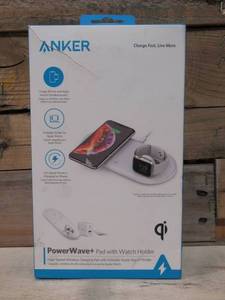 Anker - PowerWave Wireless Charging Pad with Watch Holder - White