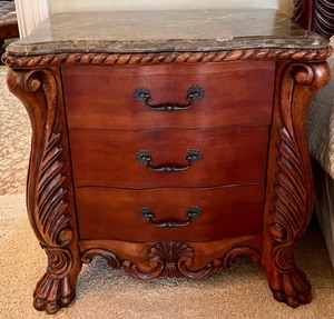 lot 51 image: Pair of Large Marble Top End TablesNight Stands