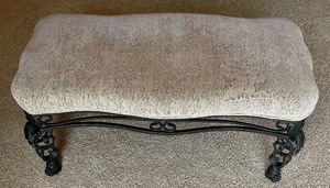 lot 52 image: Ornate Metal and Upholstered Bench