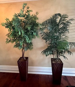 lot 14 image: Pair of Faux Potted Foliage Plants