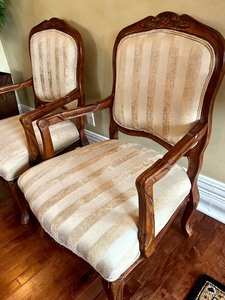 lot 13 image: Pair of Upholstered Wood Framed Chairs