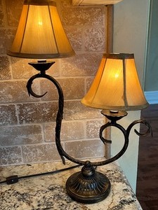 lot 62 image: Elegant Two TieredTwo Shade Table Lamp