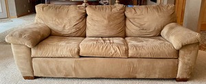 lot 181 image: Microsuede Sofa Sleeper with Ottoman