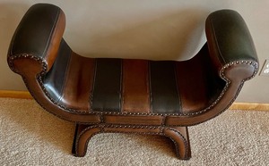 lot 111 image: Unique Leather Curved Bench