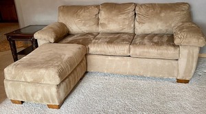 lot 180 image: Microsuede Sofa Sleeper with Ottoman
