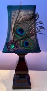 lot 96 image: Pretty Peacock Box and Lamp