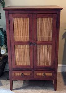lot 120 image: Beautiful Wood and Bamboo CabinetArmoire