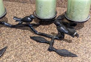 lot 122 image: Pair of Metal Bird Candleholders