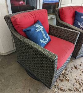 lot 241 image: Pair of Grey Rattan Outdoor Rocking Chairs