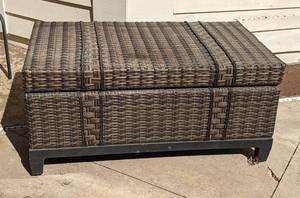 lot 244 image: Grey Rattan Outdoor Storage Box