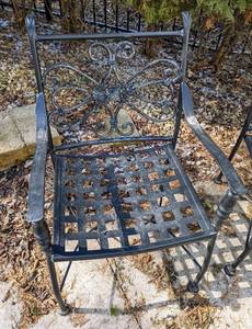 lot 246 image: Set of Five Painted Metal Patio Chairs