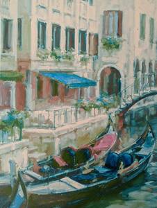 lot 252 image: Framed Venice Canal Canvas Print