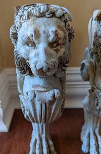 lot 257 image: Pair of Ornate Lion Wall Hangings