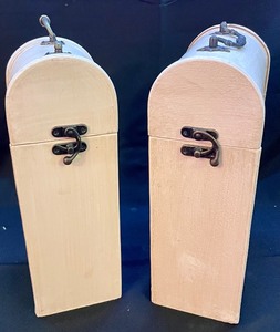 lot 315 image: Two Decorative Wooden Boxes with Palm Tree Designs