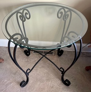 lot 371 image: Wrought Iron Glass Top Table