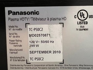 lot 356 image: Panasonic Plasma HDTV - 50