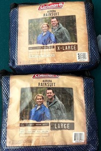 lot 341 image: Two Coleman Aurora Rain Suits and Frogg Toggs Towel and 5 Hooded Rain Ponchos