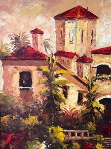 lot 230 image: Oil on Canvas Painting on Metal Hanging
