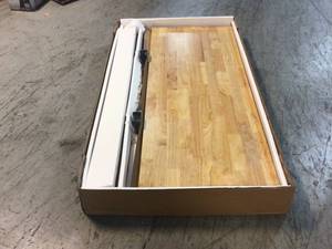 Husky 62 in. W x 24 in. D Adjustable Height Solid Wood Top Workbench Table in Black - good condition - review all pictures