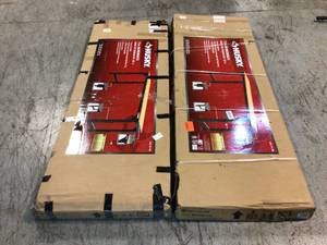 Lot of 2 Husky 6 ft. Solid Wood Top Workbench in Black - open box - review all pictures