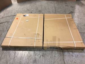 Lot of 2 Husky 96 in. W x 42 in. H x 48 in. D Overhead Ceiling Mount Storage Rack in White - good condition - review all pictures
