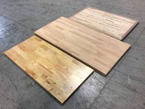 Lot of 3 Unfinished Birch 4 ft. L x 30 in. D x 1.5 in. T Butcher Block Countertop in Solid Wood - good condition - review all pictures