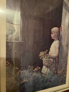 lot 59 image: Print of Girl with Basked of Wild Flowers signed A. Sehring