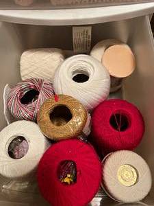 lot 69 image: 3 Drawer Plastic Container Full of Crochet Thread