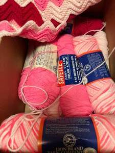 lot 65 image: Partially Finished Afghan & Yarn to Finish