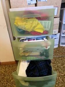 lot 94 image: 3 Drawer storage Container with Patterns & Fabric