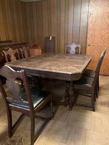lot 194 image: Vintage Table & Chairs