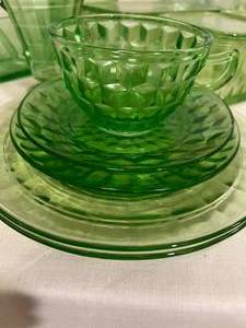 lot 258 image: Green Depression Glass