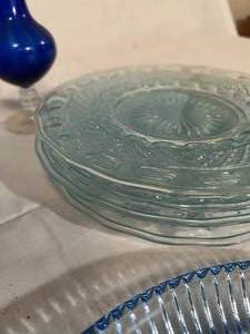 lot 261 image: Variety of Blue  Teal Depression Glass