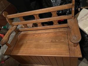 lot 287 image: Wood Bench with Contents