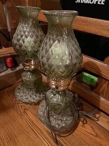 lot 288 image: Pair of Electric Glass Hurricane Lamps
