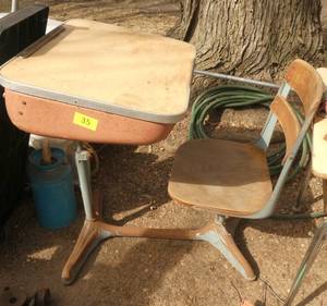 Vintage childs school desk