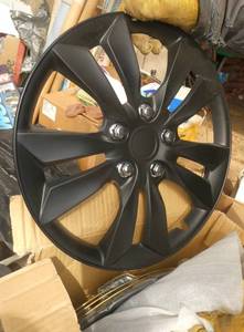 New set of 4 hub caps Black Matte 16 for steel wheel