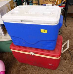 2 big coolers and 2 drink coolers