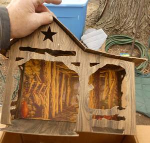 Vintage manger scene with figures