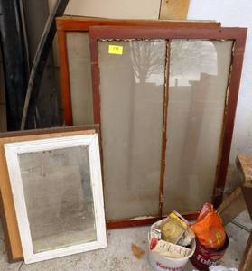 2 vintage windows, and mirror