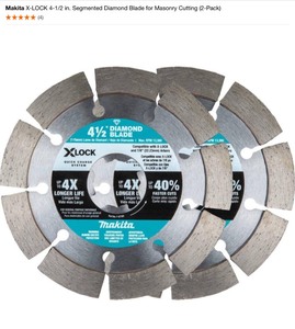 Makita X-LOCK 4-12 in. Segmented Diamond Blade for Masonry Cutting (2-Pack) & 5 in. Continuous  Turbo Rim Diamond Blades. See Pictures