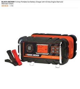 BLACKDECKER 15 Amp Portable Car Battery Charger with 40 Amp Engine Start & Vector 1.5 Amp Battery Charger, Battery Maintainer, Trickle Charger, 6V and 12V, Fully Automatic. See Pictures
