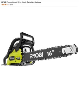 RYOBI Reconditioned 16 in. 37cc 2-Cycle Gas Chainsaw. See Pictures