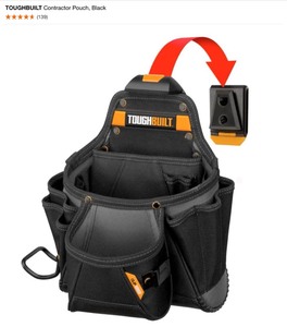 TOUGHBUILT Contractor Pouches, Black & TOUGHBUILT 5.75 in. Technician Medium Tote with 10 Pockets in Black. See Pictures
