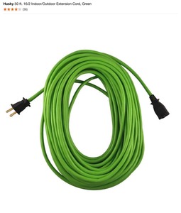 (5) Husky 50 ft. 162 IndoorOutdoor Extension Cord, Green. See Pictures