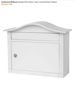 Architectural Mailboxes Saratoga White, Medium, Steel, Locking Wall Mount, Marina White Small Steel Wall Mount & Economic White Wall Mount Locking Vertical Mailboxes. See Pictures
