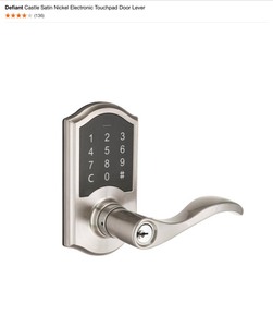 (3) Defiant Castle Satin Nickel Electronic Touchpad Door Lever. See Pictures